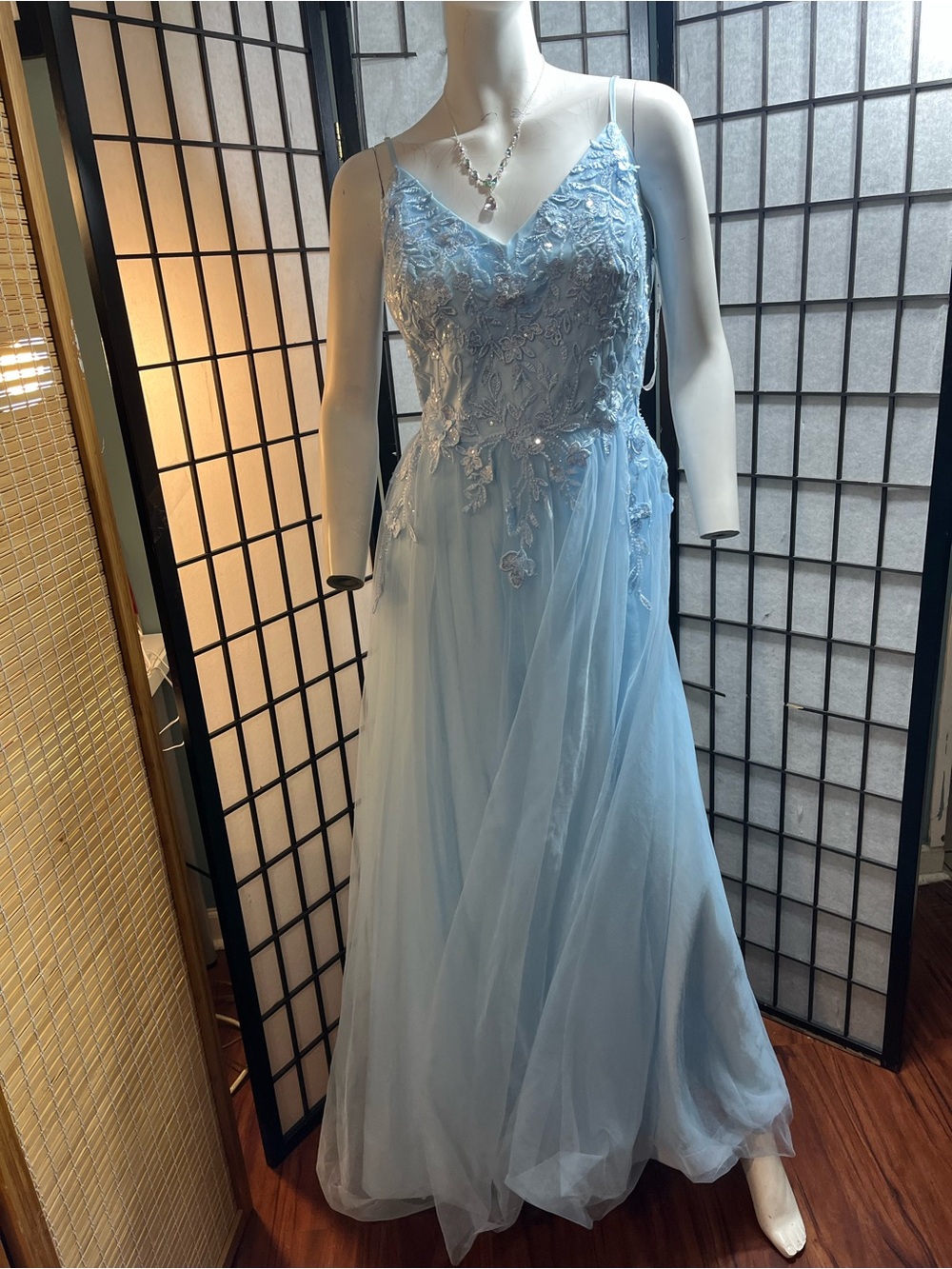 Free Ship! Jules & Cleo long formal Beaded Floral Tulle  Corset Back Ball Gown